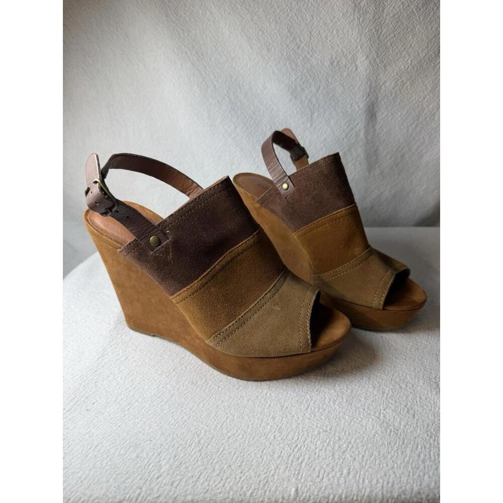 Earthy Grunge Lucky Brand Frescala Suede Open Toe Platform Wedge Shoe Rockn BOHO